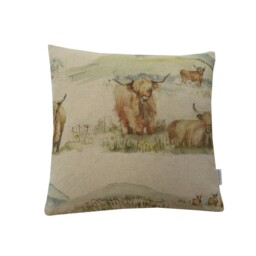 Christmas Gift Handmade Highland Cow Linen Cushion Cover Voyage Maison Throw Pillow - thumbnail 2