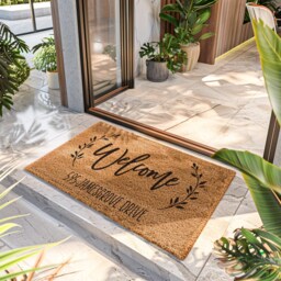 Personalized Wreath Street Name Doormat - Custom Welcome Mat Door Wedding Gift Realtor Closing - thumbnail 1