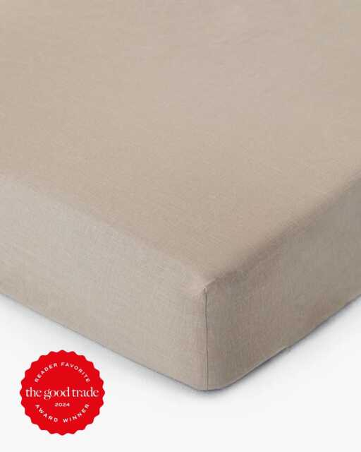 Natural Linen Fitted Sheet Beige Queen King Bed Deep Pocket - image 1