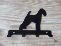 Airedale Terrier Silhouette Key Hook Rack - Canine Dog Metal Wall Art - thumbnail 1