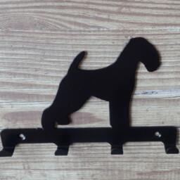 Airedale Terrier Silhouette Key Hook Rack - Canine Dog Metal Wall Art - thumbnail 3