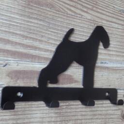 Airedale Terrier Silhouette Key Hook Rack - Canine Dog Metal Wall Art - thumbnail 2