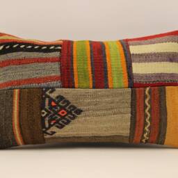 Lumbar Pillow, Patchwork Sofa Pillow, 12x20 in 30x50 cm, Vintage Turkish Kilim Pillow, Home Cushion Cover Boho Pillow Koef-888 - thumbnail 2