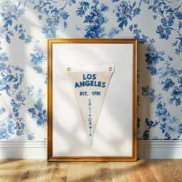 Hand Embroidered Los Angels City Pennant Flag Custom Unique Name Vintage Feel Trending Popular Wall Art - thumbnail 1
