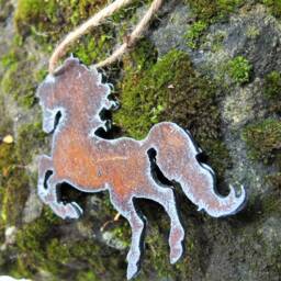 Horse Rusty Christmas Tree Ornament Rustic Equine Wall & Garden Decor Racing Gifts Horseback Hunting Stoking Fillers - 10cm - thumbnail 2