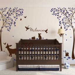 Trees Wall Decal Nursery Deer Decals Personalized Baby Name Decal, Sticker For Kids Room, Decor - thumbnail 2