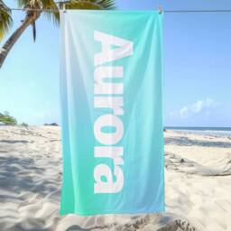 Personalized Name Gradient Beach Towel, Oversized Custom Monogram Pool Signature Towel For Kids, Vacation Gift, Picnic - thumbnail 2