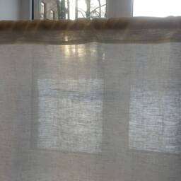 White Linen Curtain Panel Stone Wash Cafe Curtains, Extra Long - thumbnail 3