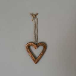 Rustic Chunky Carved Cut Out Wood Handmade Heart Wall Hanging Plaque Ornament 11.5cm - thumbnail 2