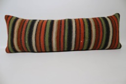 striped Turkish Kilim Pillow Cover, 12x36 Lumbar Cushion