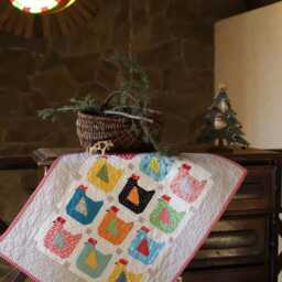 Handmade Baby Quilt Farm Chicken Patchwork Crib Bedding - thumbnail 2