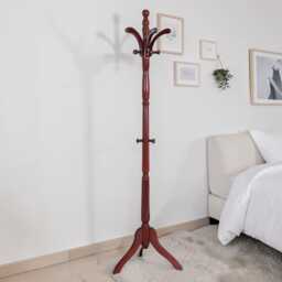 Wooden Coat Rack Stand Freestanding 13-Hook Hat Clothes Purse Rail With Tripod Base - thumbnail 2
