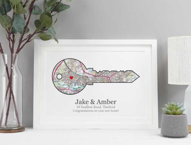 New Home Map Print - Personalised Housewarming Gift For Couples Or Families First Key Poster Moving in Present Va127 - image 1