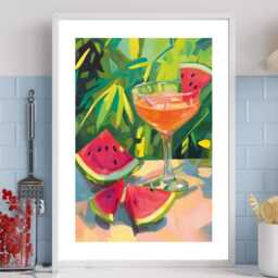 Watermelon Summer - Wall Print Abstract Cocktail Bright Fruit Bar Gift Idea Bespoke Poster A5 A4 A3 Framed Or Unframed - thumbnail 2