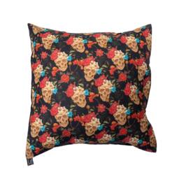 Skull & Roses Floral Cushion Cover Fits 18 - thumbnail 1