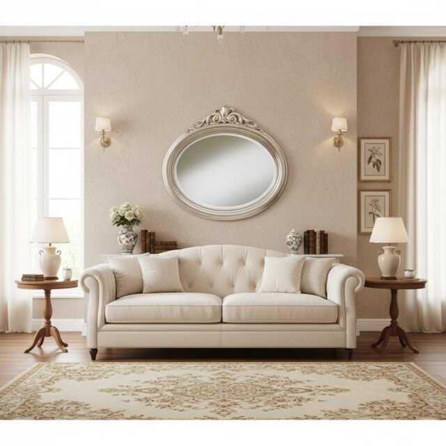 Classic Italian Antique Gold Leaf Wall Mirror - Decorative Oval Victorian Made in Italy - image 1