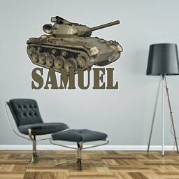 Tank Army Green Personalised Wall Sticker Boy's Bedroom Decor Decal Mural Graphic Customised Camouflage