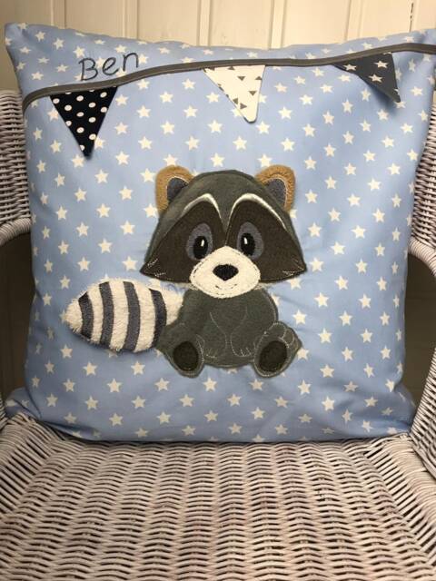 Name Pillow Little Cute Raccoon Kk5005 - image 1