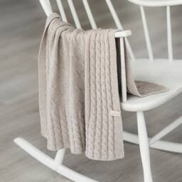Hand Knit Merino Wool Baby Blanket Cable Newborn Wrap - thumbnail 2