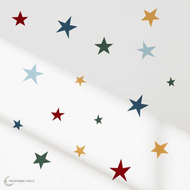Colourful Irregular Star Wall Stickers - Multicoloured Fun Kid's Decor Whimsical Gender Neutral Nursery Decals - image 1