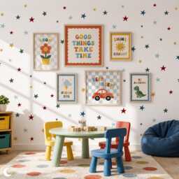 Colourful Irregular Star Wall Stickers - Multicoloured Fun Kid's Decor Whimsical Gender Neutral Nursery Decals - thumbnail 3