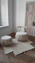 Abstract White Carpet With Smooth Hand Weaving, Modern Geometric Wool Rug, Washable Carpet, Handwoven Beige Ukrainian Rug - thumbnail 1