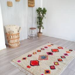 Handmade Beni Ourain Wool Rug Authentic Moroccan Berber Carpet - thumbnail 3