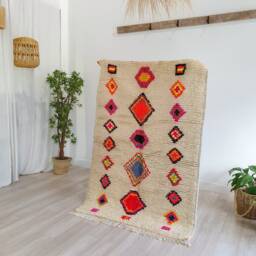 Handmade Beni Ourain Wool Rug Authentic Moroccan Berber Carpet - thumbnail 4