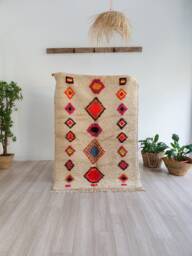 Handmade Beni Ourain Wool Rug Authentic Moroccan Berber Carpet - thumbnail 1