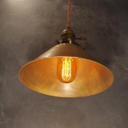 Industrial Lighting - Brass Cone Pendant Lamp Vintage Hanging Light Steampunk Retro Swag Cafe Ant - thumbnail 3