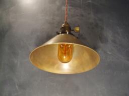 Industrial Lighting - Brass Cone Pendant Lamp Vintage Hanging Light Steampunk Retro Swag Cafe Ant - thumbnail 1