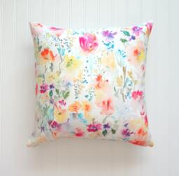Wild Garden Watercolor Floral Pillow Covers, Designer Fabric, 18x18, 20x20, 14x20, 12x21, 12x26 - thumbnail 1