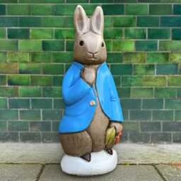 Concrete Rabbit Statue Stone Bunny Garden Sculpture Handmade Easter Decoration Outdoor Peter Figurine Cement Farm Animal Ornament - thumbnail 1