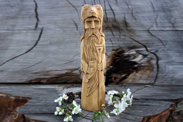 Handmade Linden Wood Slavic God Veles Statue Viking Talisman - image 1