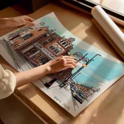 Hyde Park Leeds Art Print, Urban Architecture Painting - thumbnail 2