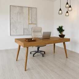 Handmade Pine Office Table With Drawer Solid Wood Desk - Ref. 0043