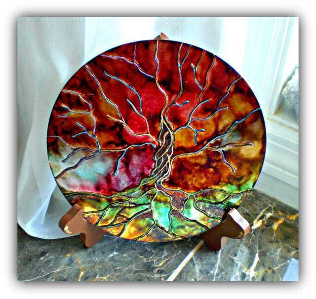 Hand Painted Tree Of Life Metal Wall Art Home Decor Gift - image 1