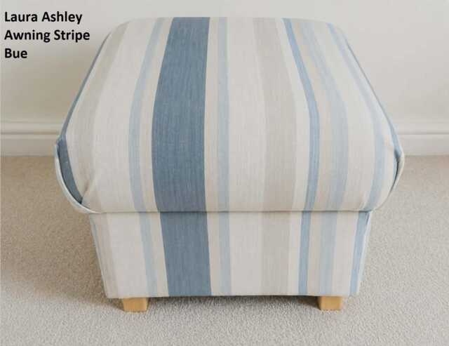 Laura Ashley Fabric Storage Footstool Handcrafted Pouffe Awning Stripe Belvedere Josette Corby Check - image 1