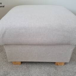 Laura Ashley Fabric Storage Footstool Handcrafted Pouffe Awning Stripe Belvedere Josette Corby Check - thumbnail 4