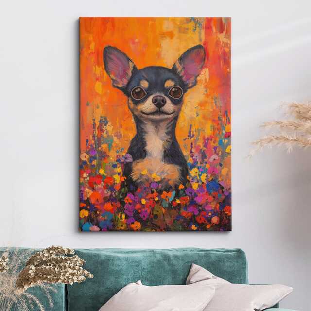 Chihuahua Dog Abstract Oil Painting Framed Canvas & Print Large Sizes Wall Art Poster Pet Home Decor Interior Lover Gift Idea - image 1