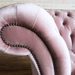 2 Seater Dusty Pink Velvet Fabric Chesterfield Sofa, British Handmade - thumbnail 3