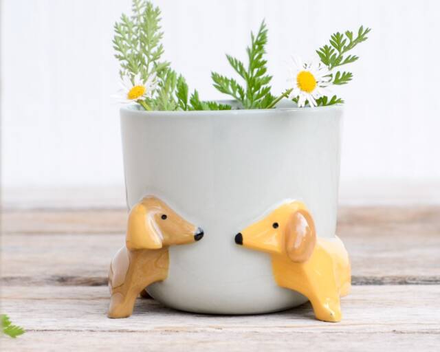 Dachshund Planter Succulent Plant Pot Cute Animal Flower Planter Flowerpot Lovely Little Dog Home Garden Decor Flower Pots Birthday Gift - image 1