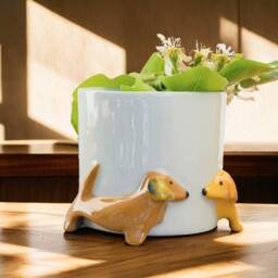 Dachshund Planter Succulent Plant Pot Cute Animal Flower Planter Flowerpot Lovely Little Dog Home Garden Decor Flower Pots Birthday Gift - thumbnail 2