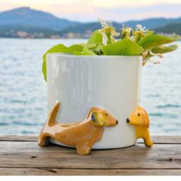 Dachshund Planter Succulent Plant Pot Cute Animal Flower Planter Flowerpot Lovely Little Dog Home Garden Decor Flower Pots Birthday Gift - thumbnail 4