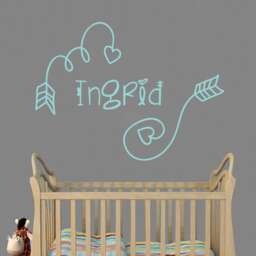 Name Wall Decals Arrows Decal Personalized Vinyl Removable Stickers Bedroom Home Decor Art Interior Girl Hearts Design Ideas Mural Ar327 - thumbnail 1