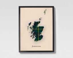 Clan Johnstone Scottish Tartan Map - Of Scotland Family Wall Decor, Ready To Hang - thumbnail 1
