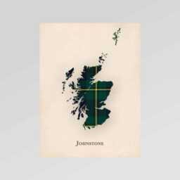 Clan Johnstone Scottish Tartan Map - Of Scotland Family Wall Decor, Ready To Hang - thumbnail 2