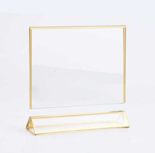 Gold Acrylic Table Frame Landscape 4x6 Or 5x7 - Wedding Numbers, Photo Display - image 1