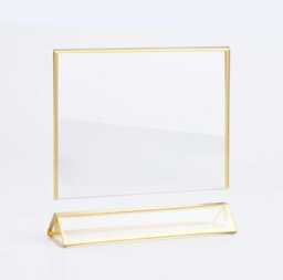 Gold Acrylic Table Frame Landscape 4x6 Or 5x7 - Wedding Numbers, Photo Display - thumbnail 1