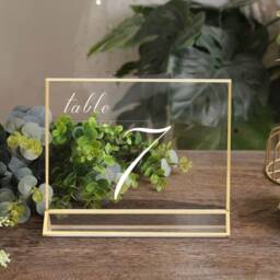Gold Acrylic Table Frame Landscape 4x6 Or 5x7 - Wedding Numbers, Photo Display - thumbnail 3